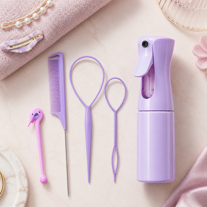 Kit Coiffure Pro — Spray Brumisateur + Accessoires Stylisme 5 pièces